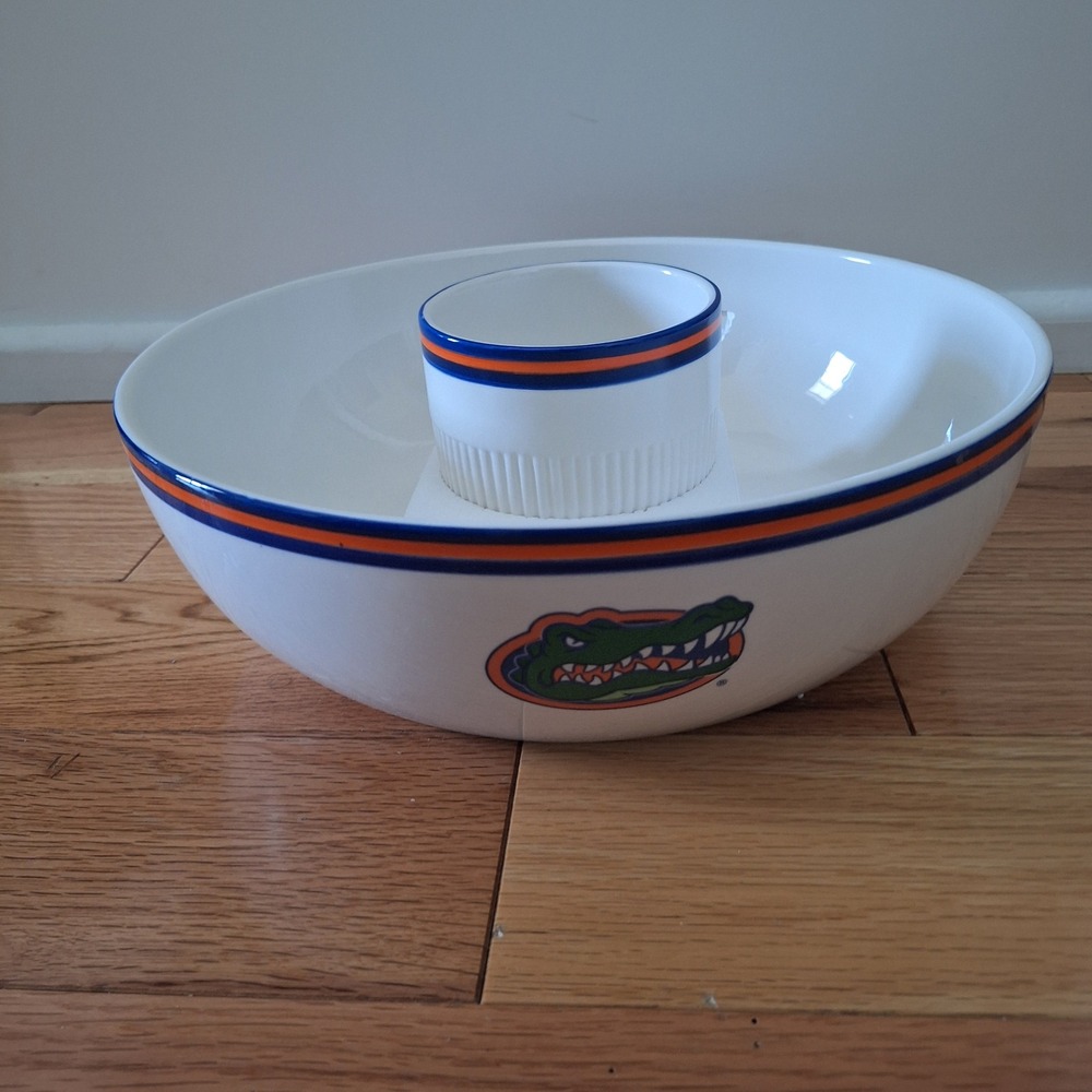 The Memory Company Florida Gators 2004 Chip and Dip Bowl Set White Ceramic